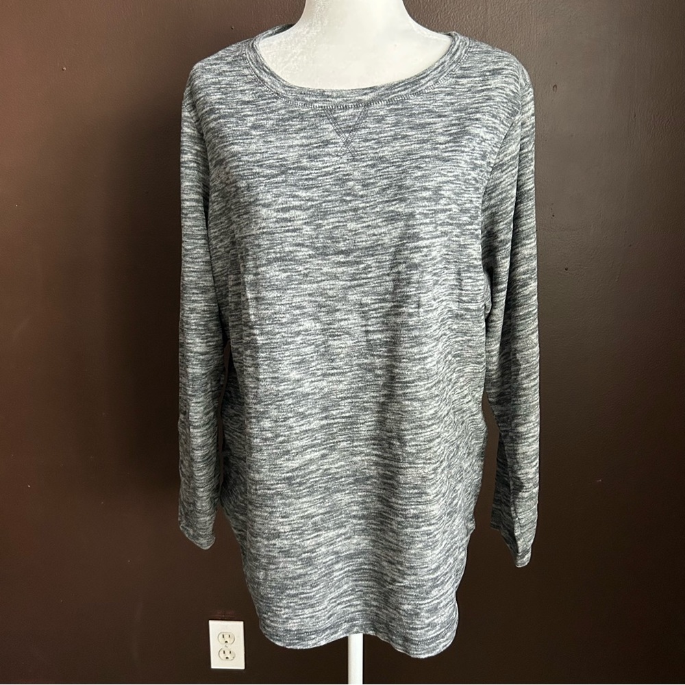 Karen Scott Sport Size 0X, 14W Long Sleeve Fleece Shirt Top